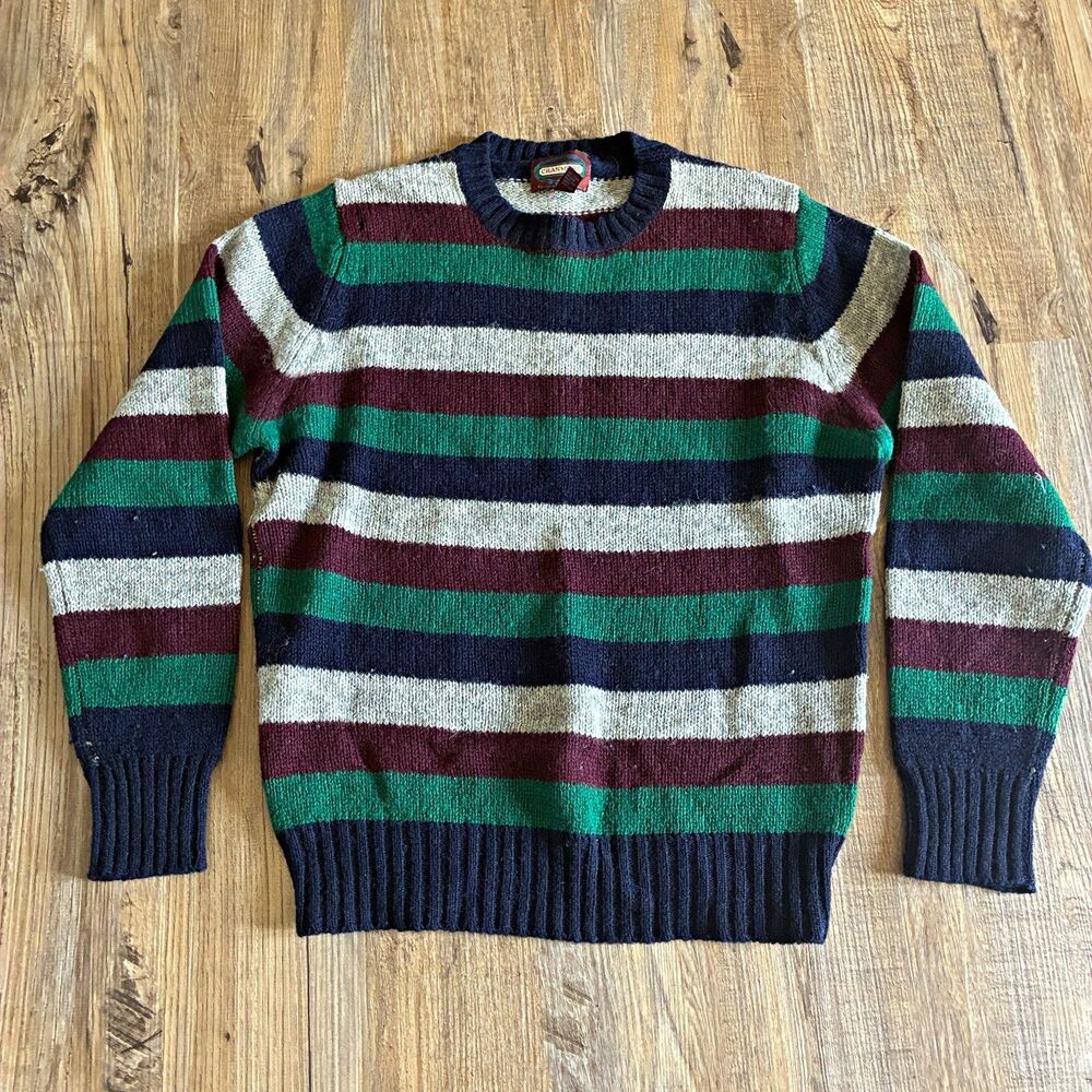 Cranmore Womens Striped 100% Wool Knit Crew Neck Pullover Sweater Size S